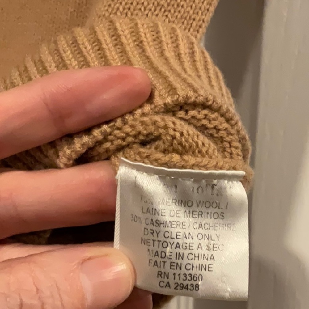 Lauren Moffat Cashmere & Wool Blend SS Sweater in Tan - Size XS - Picture 5 of 7